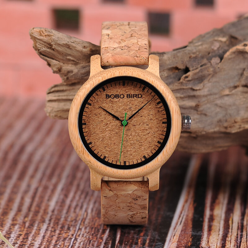 BOBO BIRD Top Couple Watches Wooden Men's Watch Relojes Mujer Luxury Brand Women Clock With Cork Band Custom Love's Gift Box