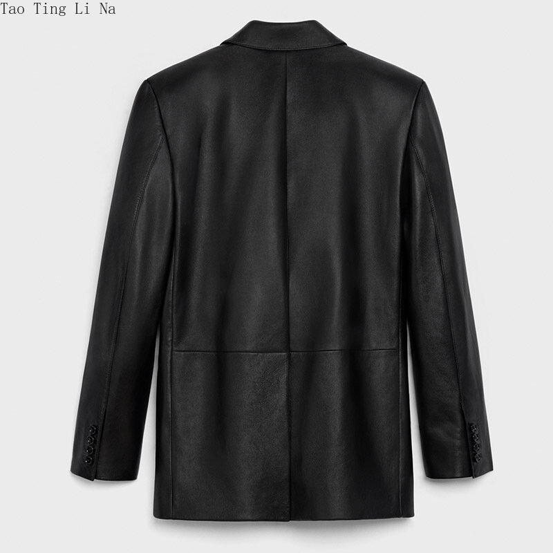 2022 Leather Jacket Women Oversize Mid-length Sheepskin Leather Suit G2