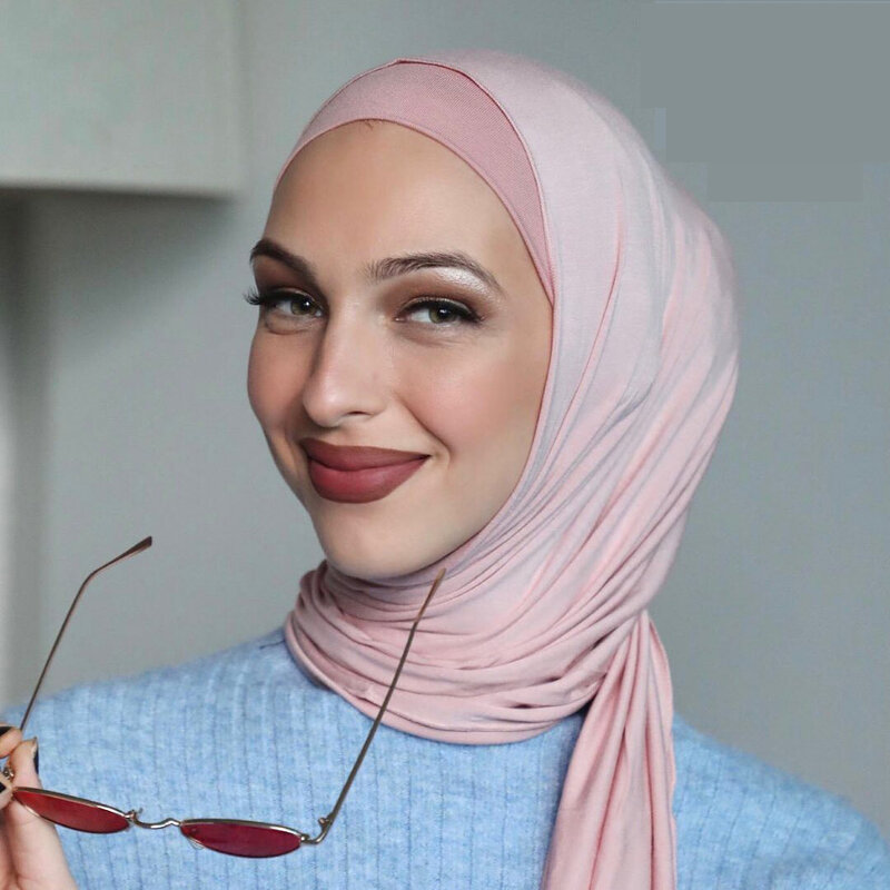 75*175 Cm Jersey Hijab Scarf for Women Foulard Islamic Shawls Soild Modal Islamic Bandana Eid Muslim Turban for Wholesale