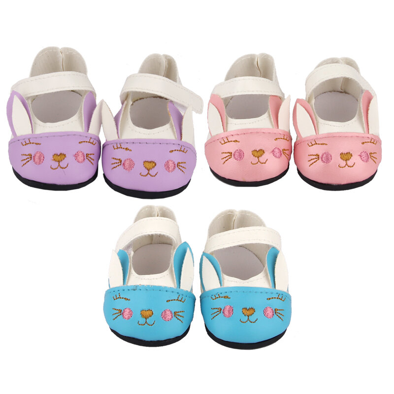18 inch Doll Shoes American Doll Accessories 7cm Cute Cartoon Animal Cat Shoes For 43cm Baby New Born&DIY Russia OG Girl Doll