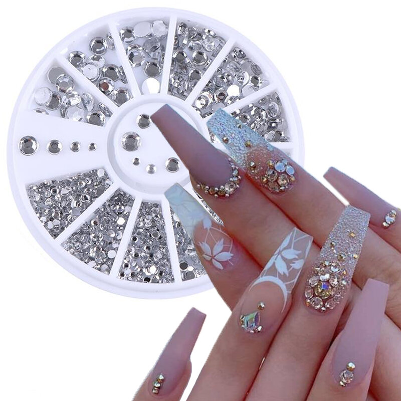 Mieszane kolory Nail Art Glitter Rhinestone kryształowe klejnoty koraliki biżuteryjne Manicure dekoracje akcesoria materiały do paznokci dla profesjonalistów