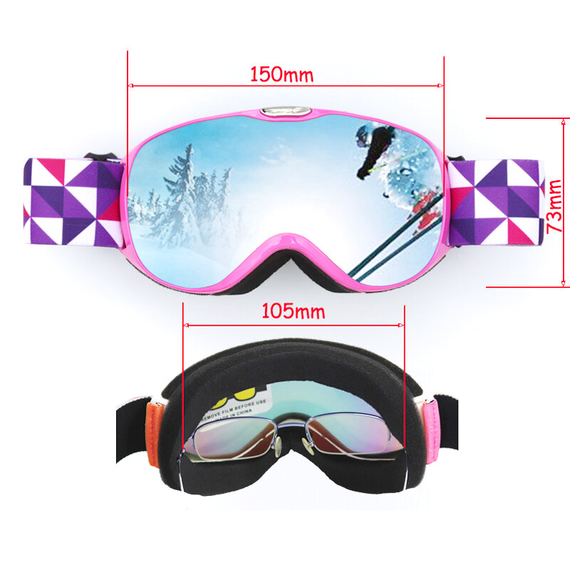Kacamata Ski anak lapisan ganda Anti kabut, kacamata olahraga luar ruangan musim dingin papan salju besar untuk anak usia 4-14