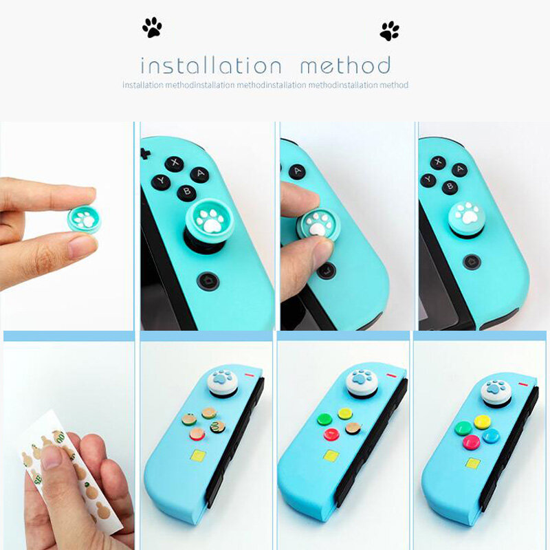 Stiker Kunci Penutup Pelindung Tombol Joystick Stik Pegangan Jempol untuk Nintendo Switch Oled Joy-Con Pengendali Kulit Casing Warna-warni