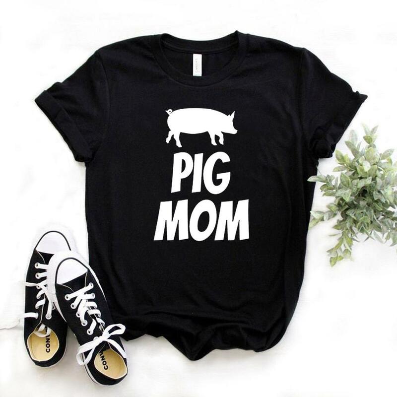 돼지 엄마 인쇄 여성 tshirt 코 튼 캐주얼 재미 있은 t 셔츠 용 레이디 소녀 상위 티 6 색 드롭 선박 NA-439