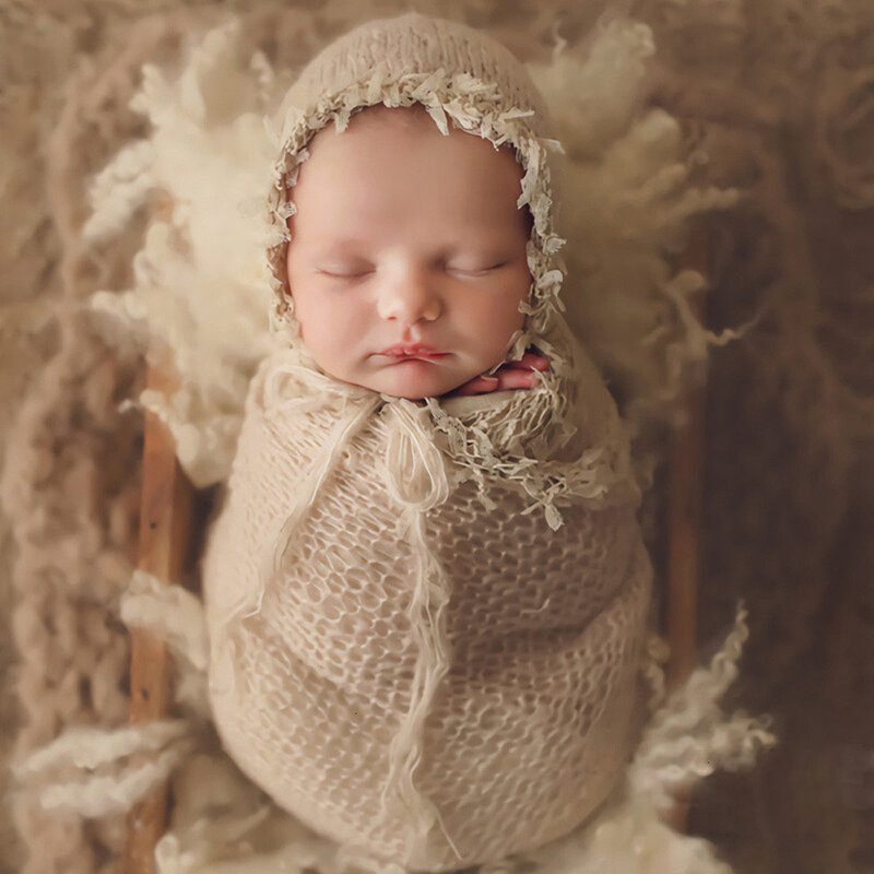 ❤️Newborn Fotografie Kleding Mohair Hoed + Wrap 2 Stks/set Baby Foto Props Accessoires Studio Schieten Baby Gebreide Cap Wraps
