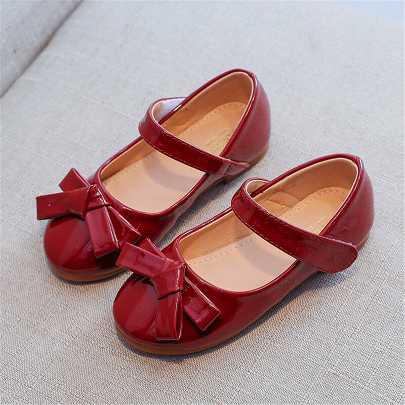 Girls Leather Shoes for Kids Princess Sandals Dress School Fashion Bow Summer Children White Flat Shoes Suitable Wedding Party