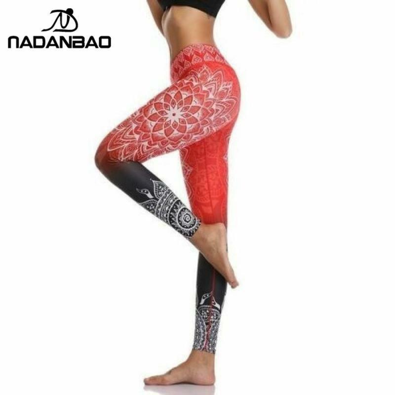 Nadanbao 2024 neue High-Waist Mandala Leggings Farbverlauf Trainings hose Chakra Fitness Leggin für Frauen elastische Hosen