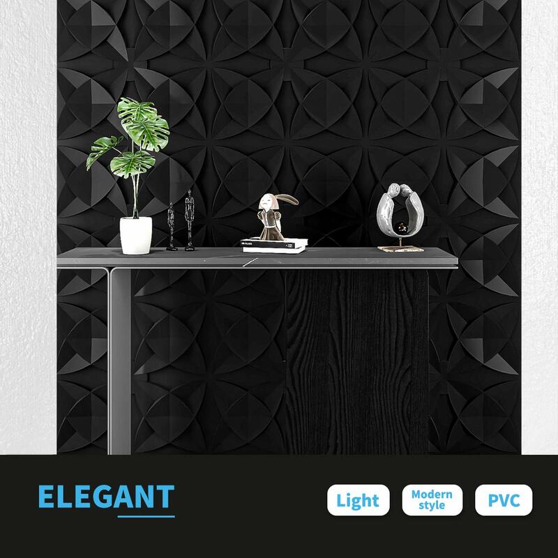 12PCS Plastic 3D Suspended Ceiling Tile Black Floral (60x60cm)