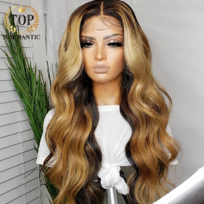 Topnormantic Highlight Blonde Color Brazilian Hair 13x4 Lace Front Wig 13x6 Lace Wigs with Middle Part 4x4 Closure Wig Glueless