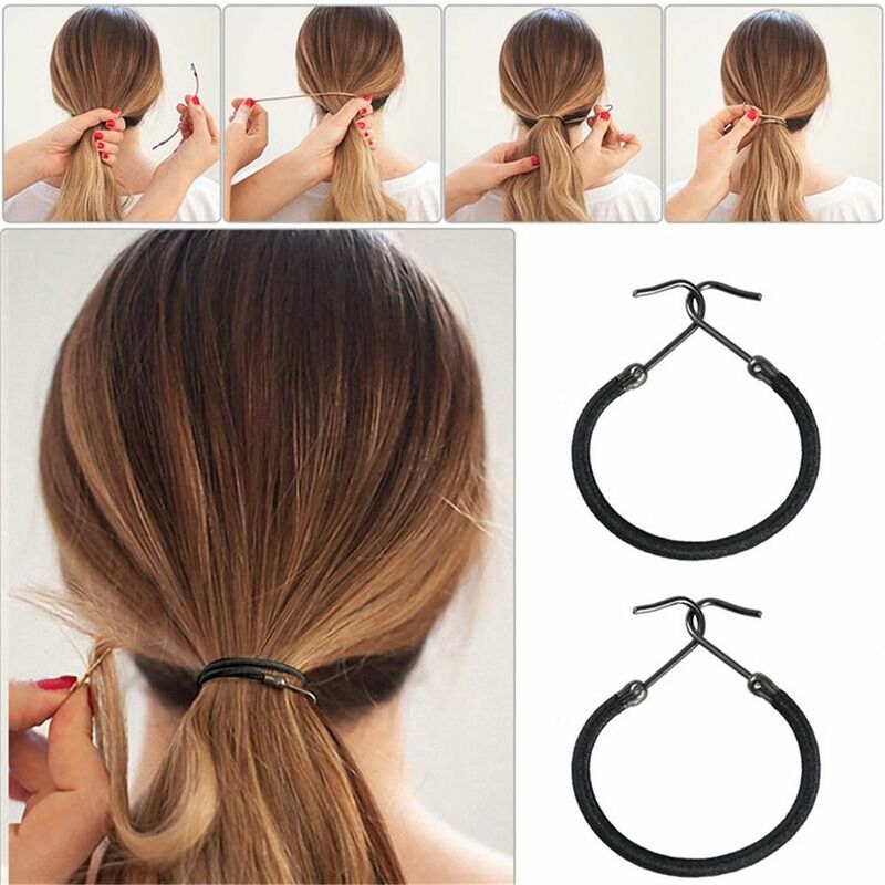 5pcs/Set 2colour New Fashion Rubber Bands Hooks Hair Styling Ponytail Hooks Holder Bungee Bands Styling Tools Hair Accessories