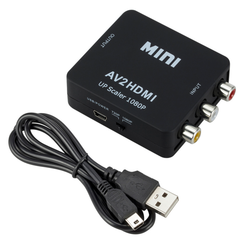 Grwibeou convertitore compatibile da AV a HDMI AV/CVSB L/R Video Box HD 1080P 1920*1080 AV2HDMI supporto uscita NTSC PAL da AV a HDMI