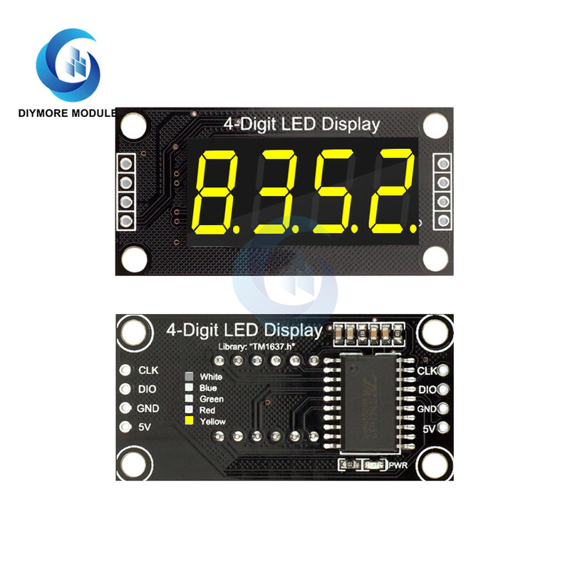 0.36 Inch 0.36" 4-Digit Digital Display Tube Decimal 7 Segments TM1637 LED Module Board for Arduino Red Green Yellow Blue White
