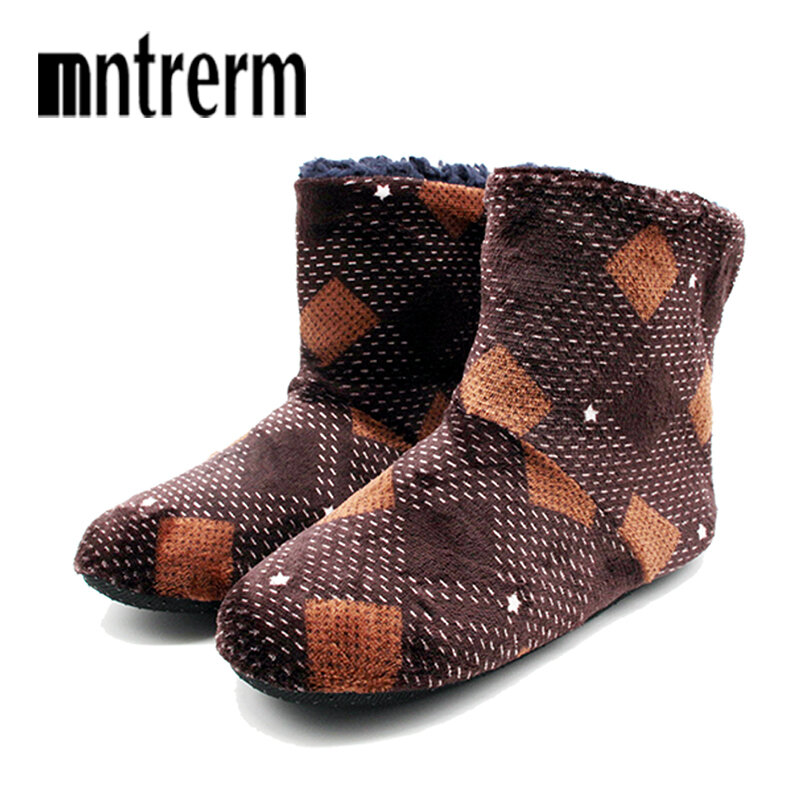 Mntrern-حذاء كاجوال للرجال ، شبشب منزلي ، قطيفة ناعمة ، شبكي ، قطن ، مقاس كبير ، شتاء