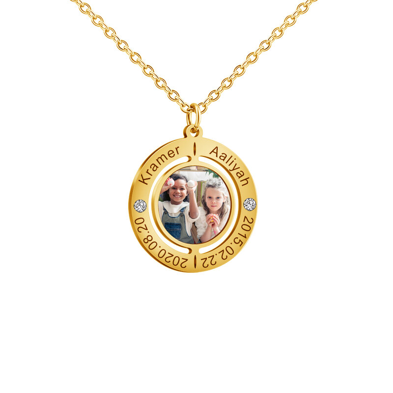 Nome personalizado colar de foto colar de jóias presente de aniversário de data personalizada