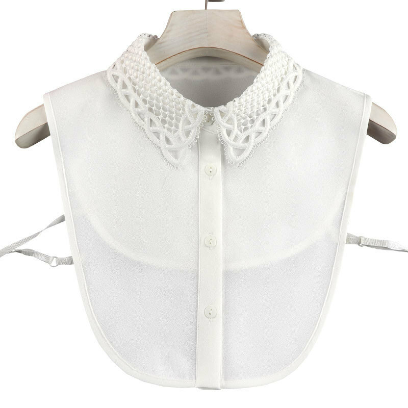 Chemise à faux col blanc pour femmes, chemise ajourée, couleur unie, pull à col détachable, décoration de robe, 2023