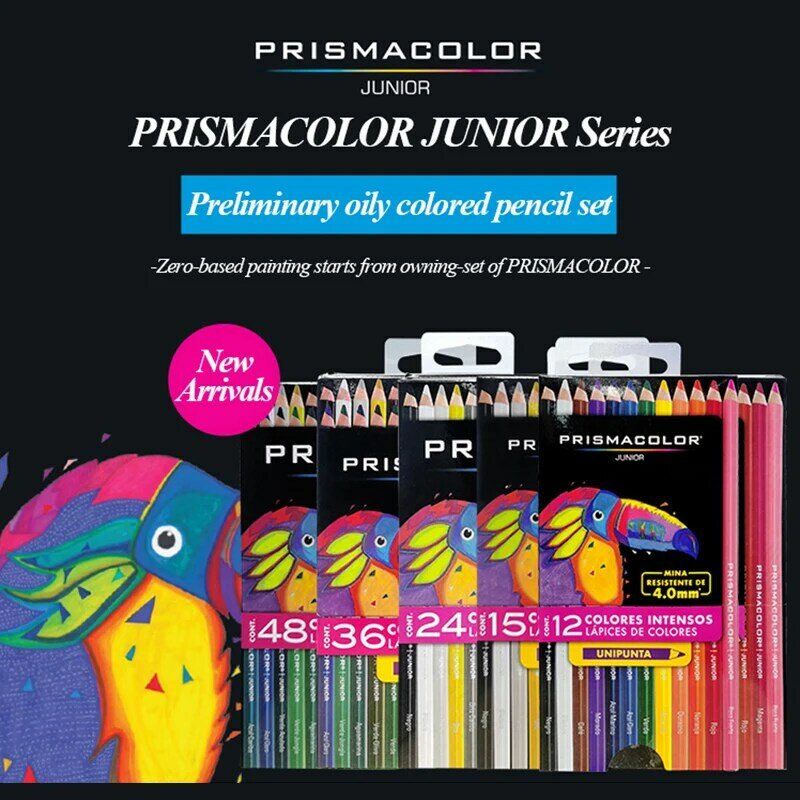 Prismacolor ชุดดินสอสีน้ำมัน12/24/36/48สีชุดสีไม้วาดภาพดินสอวาดโรงเรียนอุปกรณ์ศิลปะ