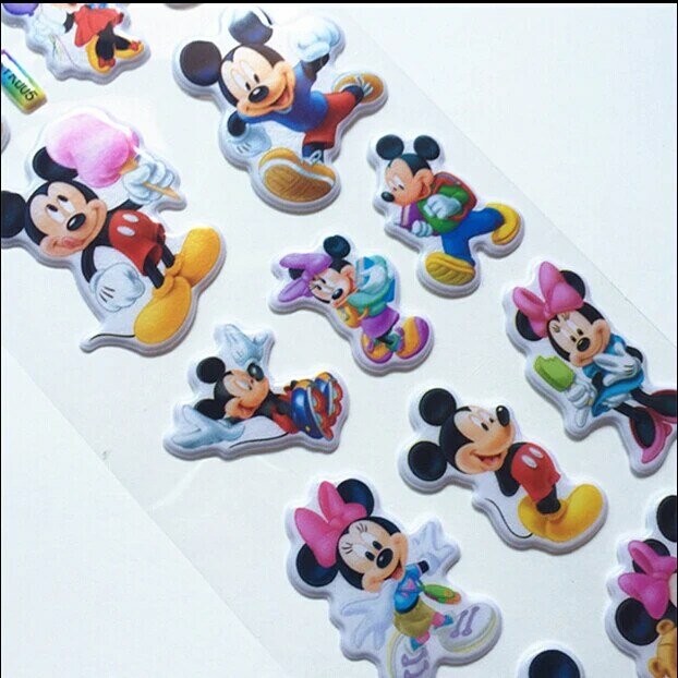 Cute Mickey Mouse Minnie Adesivos para Crianças, Anime Adesivos para Bagagem e Notebook, Scrapbooking Adesivo, Venda Quente, 6Pcs