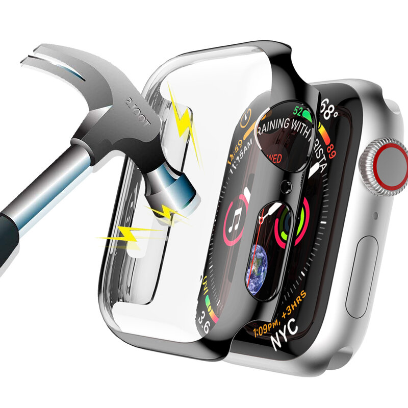 360 Тонкий чехол для часов Apple Watch, чехол 42 мм 38 мм, мягкий прозрачный защитный чехол из ТПУ для iWatch 5 4 3 44 мм 40 мм, водонепроницаемый корпус