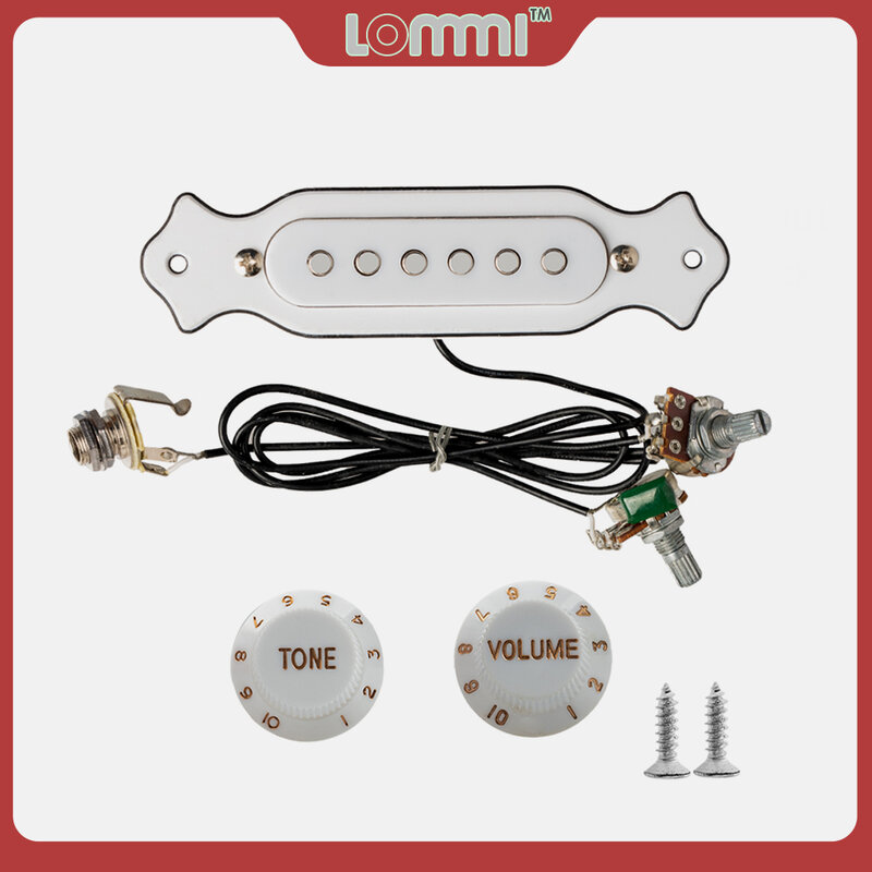 LOMMI Electric Guitar Pickup Soundhole Wiring Harness Guitar Prewired Pickup Jack With Cable Knobs For Electric Acoustic Parts