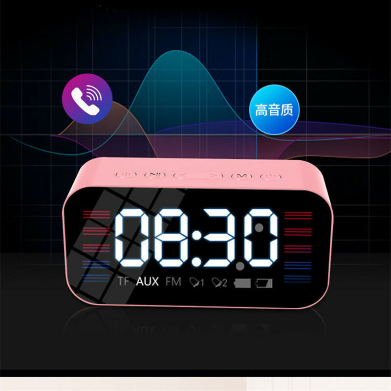 HYASIA – haut-parleur Bluetooth Super Bass, Enceinte Portable, sans fil, pour téléphone, ordinateur, Support TF, alarme FM, réveil en miroir
