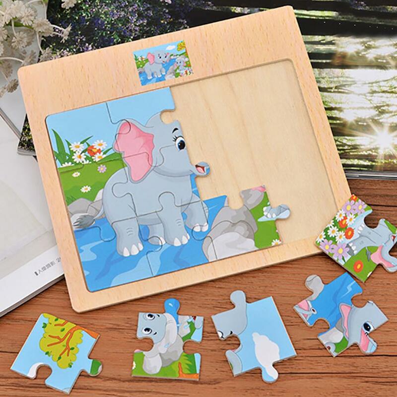 Kids Wooden Puzzle Cartoon Animal Traffic Tangram Wood Puzzle Toys Educational Jigsaw Toys for Children GiftS