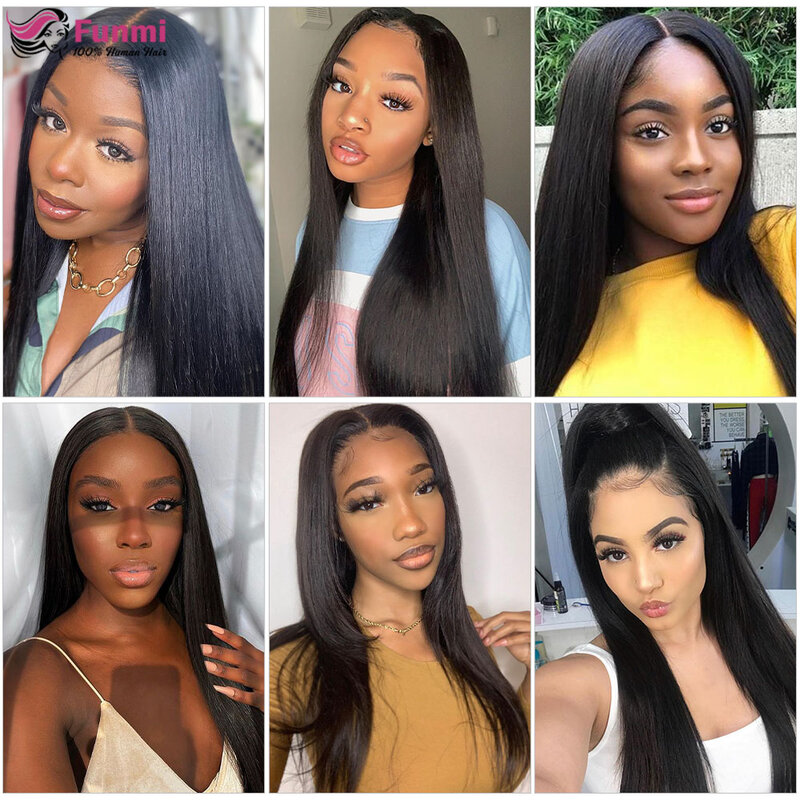 Straight Human Hair Wigs For Black Women 13x6 Transparent Lace Front Wig Brazilian Remy Hair 4x4 Lace Closure Wig Pre Plucked