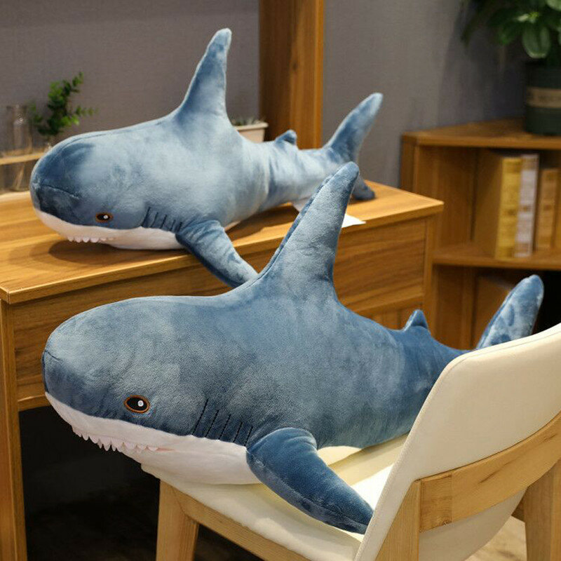 80/100cm tamanho grande engraçado macio mordida tubarão brinquedo de pelúcia travesseiro apaziguar almofada presente para crianças