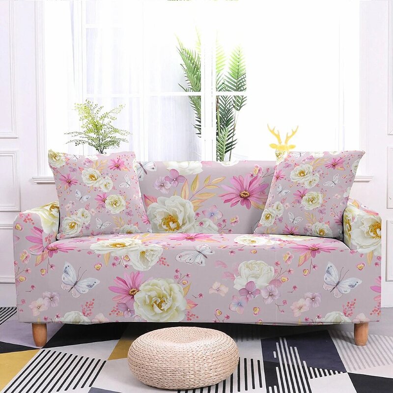 Penutup Sofa Motif Bunga Floral untuk Ruang Tamu Sarung Sofa Elastis Elastis Elastis Penutup Sofa Bersekat Dekorasi Sofa 1/2/3/4 Tempat Duduk
