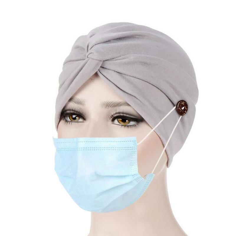 Pañuelo de cabeza musulmán para mujer, turbante indio Baotou, Bandana para quimio, accesorios con botón retorcido, novedad