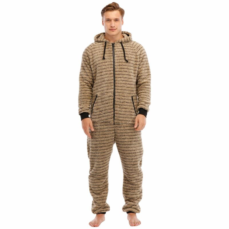 Зимняя мужская однотонная фланелевая домашняя одежда для отдыха, мужской комбинезон на молнии с длинным рукавом, модная Пижама