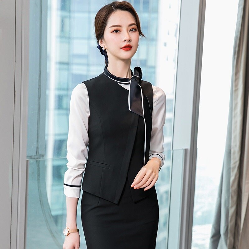 Temperament Women Business Vest Work Wear Uniforms Slim Ol Outerwear Formal Office Ladies Interview Suit Plus Size Coat DD2739