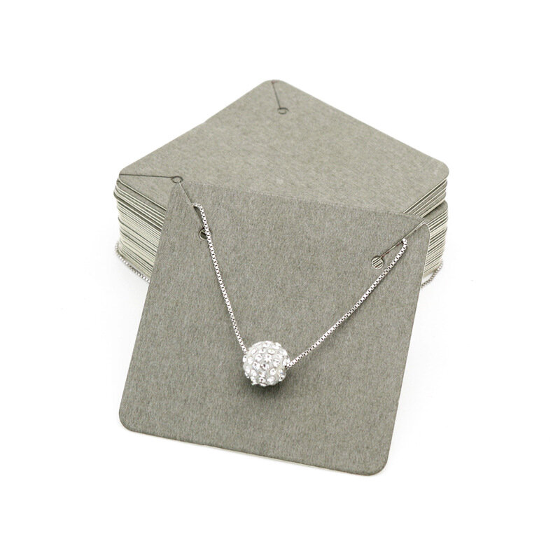 50 Buah/Lot 5X5Cm Kartu Kertas Kraft untuk Tampilan Perhiasan Gelang Kalung Buatan Tangan Label Gantung Harga Tempat Kartu Kemasan Kardus