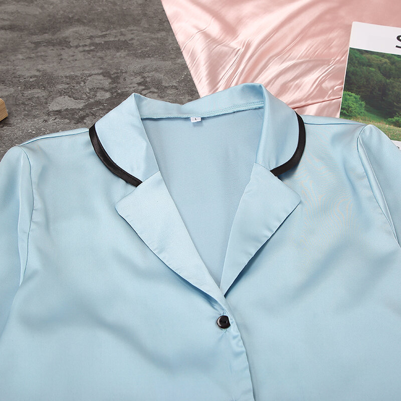 HiLoc двойные карманы с длинным рукавом пижамы шелковая ночная рубашка Женский комплект 2 шт. атласные зимние домашние костюмы для будущих мам...