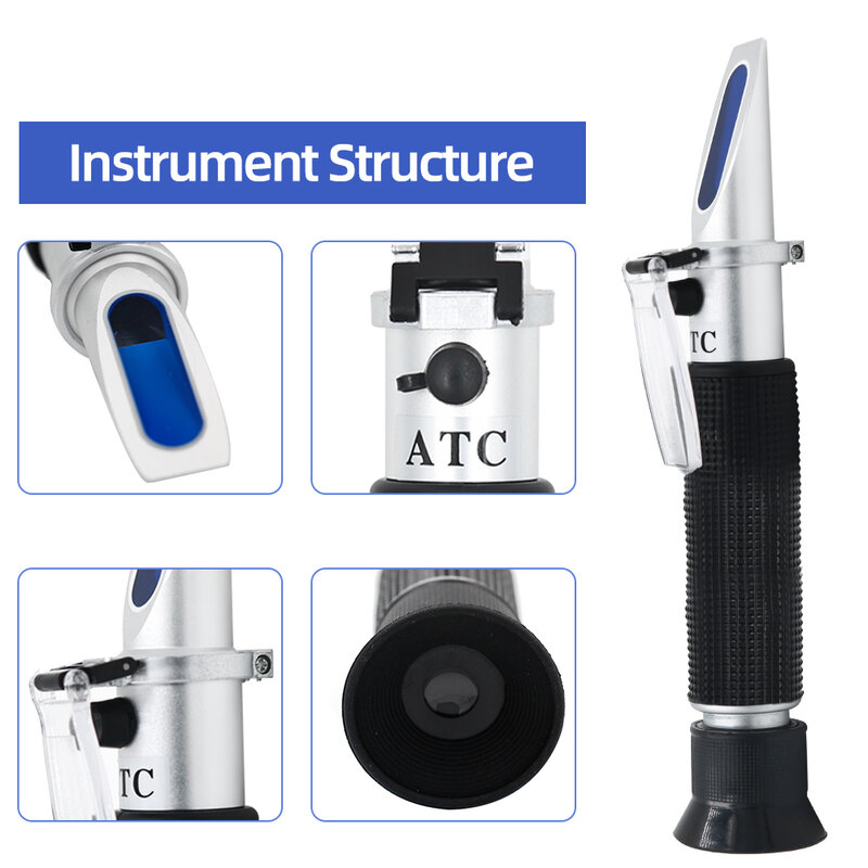 Handheld Salinity Refractometer  ATC 0-100ppt & 1.000-1.070 Seawater Salinometer For Aquarium