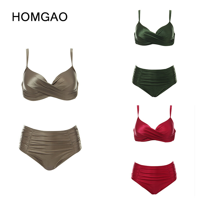 HOMGAO 2022 Phụ Nữ Mới Kích Thước Lớn Đồ Bơi Hai Mảnh Bikini Bộ Chữ V Gợi Cảm Đồ Bơi Đồ Tắm Maillot De Bain Femme XL-4XL