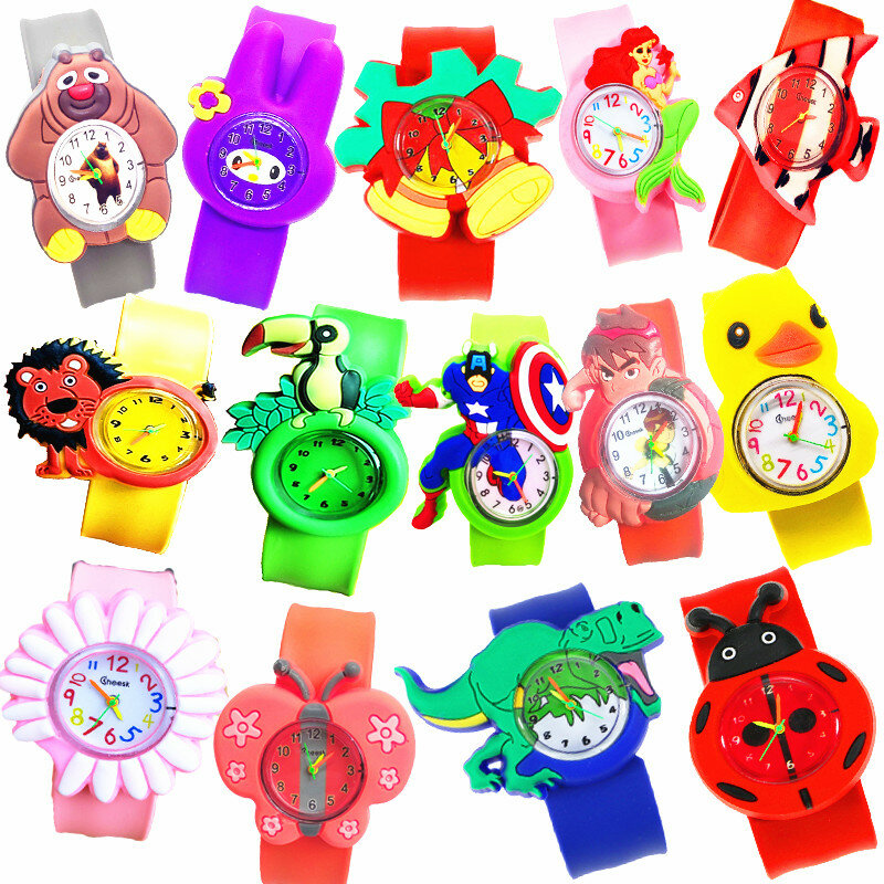 오리 치킨 모양 어린이 시계, 어린이 손목 쿼츠 시계, 실리콘 스트랩, 귀여운 만화 스타일, 패션, 아기 생일 선물, 1 개