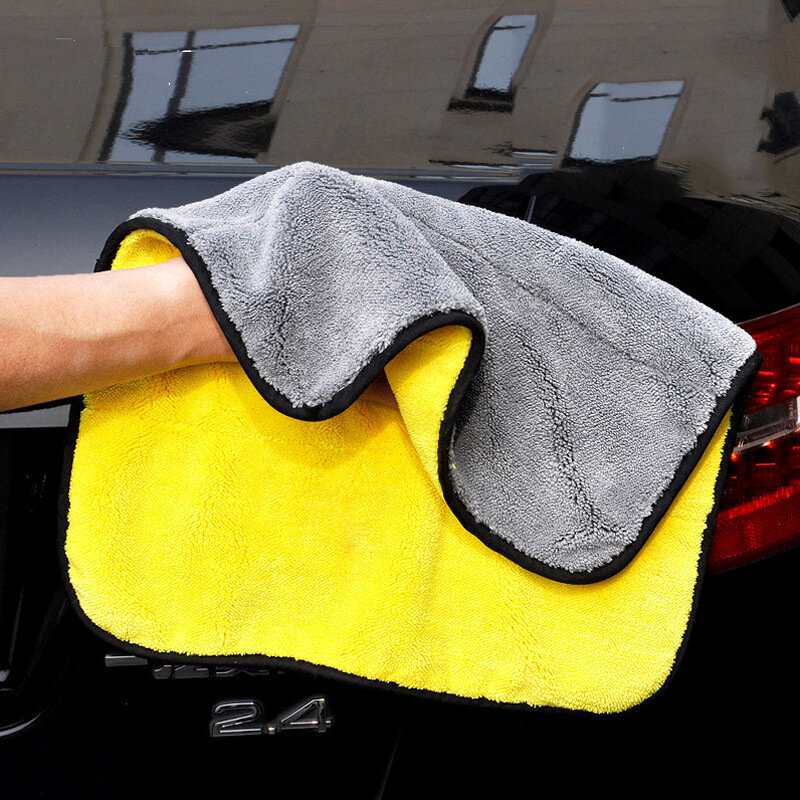 Venda quente engrossado toalha de limpeza do carro pano de veludo coral de microfibra dupla face toalha de alta densidade nova limpeza absorvente