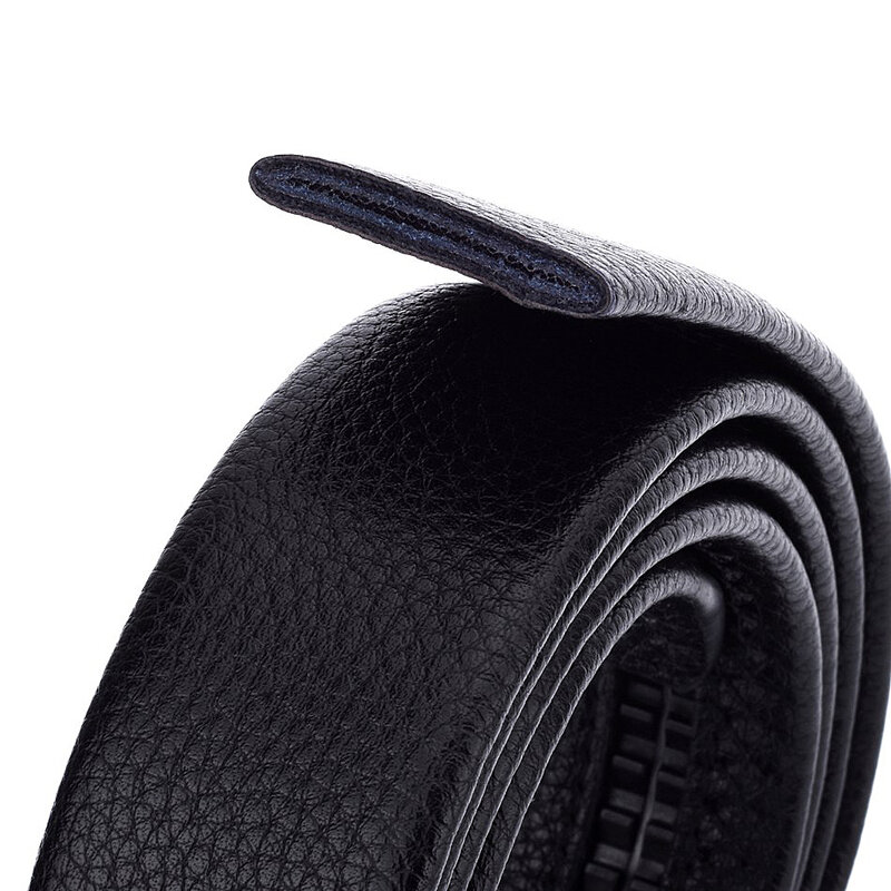 WOWTIGER-cinturón con hebilla automática de metal para hombre, cinturón de cuero negro de alta calidad, color dorado, resistente al desgaste, 3,5 cm de ancho