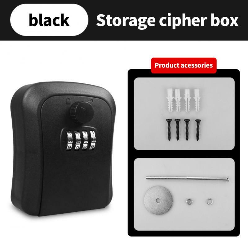 Caja de contraseña negra, decoración de código de llave, caja de bloqueo de almacenamiento de llaves montada en la pared, caja de seguridad para llaves al aire libre