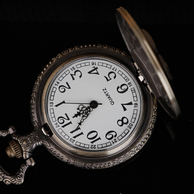 Kreatywność motyw filmowy kieszonkowy zegarek kwarcowy w stylu Vintage Steampunk z naszyjnikiem wisiorek zegarek romantyczny upominek z pamiątkami
