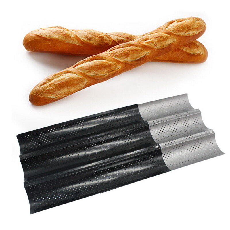 1pcs French Bread Baking Mold Bread Wave Baking Tray Nonstick Cake Baguette Mold Pans 2/3/4 Groove Waves Bread Baking Tools