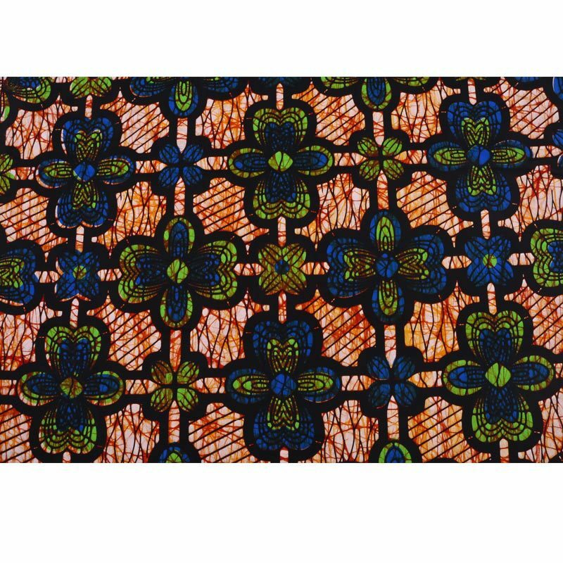 2019 nuovi arrivi tessuto africano tessuto africano con stampa motivo blu e verde