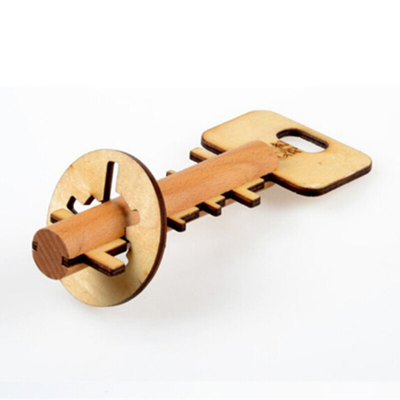 Mainan anak kunci Kong Ming lucu mainan kayu kunci teka-teki pembuka kunci intelektual pendidikan penghilang stres Jigsaw anak