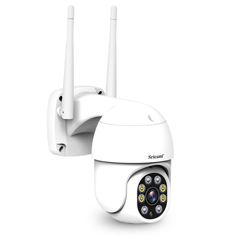 Sricam-Caméra de surveillance extérieure PTZ IP WiFi HD 1080p (éventuelles 028), étanche IP66, avec IA, détection du corps humain et vision nocturne
