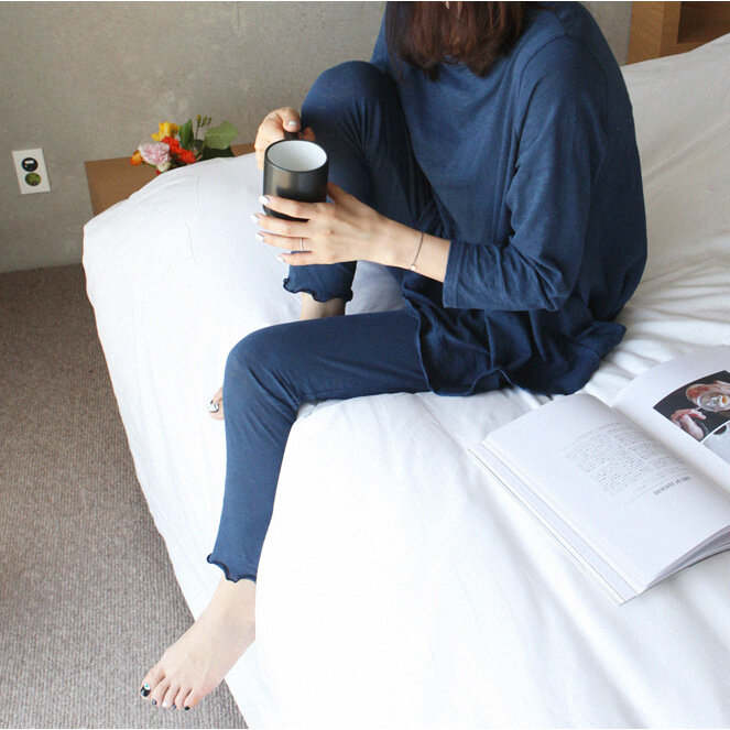 Pijamas femininos outono calças soltas manga comprida conjunto modal primavera e outono confortável elasticidade desgaste doméstico