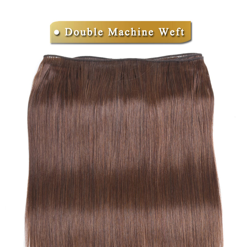 Светильник-коричневые прямые волосы, бразильские человеческие волосы, 2/пучков, темно-коричневые прямые волосы для наращивания, естественный цвет