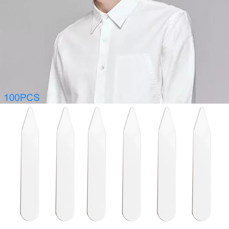 100pcs Formal Bones Stiffeners Collar Stays Clothing Tabs Durable Smooth Practical PVC White Father Day Brace For Dress Shirt