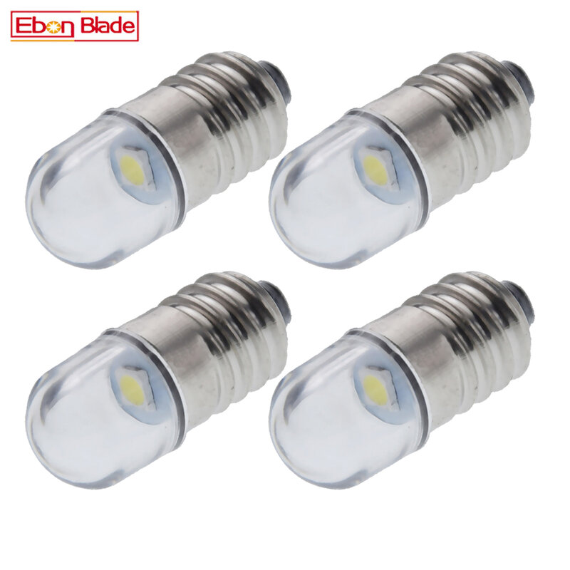 Ampoule LED blanche MinMobscrew, lampe de rechange, torche de vélo, mini lampe de travail bricolage, E10, 3V, 6V, 12V, 24V, 2835, 4 pièces