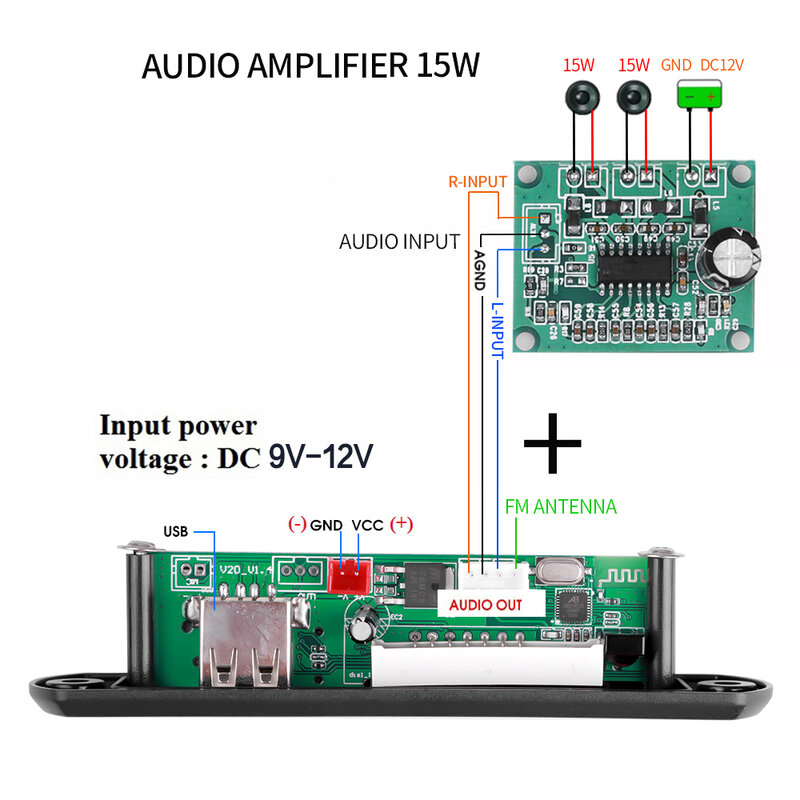 KEBIDU MP3 WMA 디코더 보드 오디오 모듈, USB TF 라디오, 블루투스 5.0, 무선 음악 자동차 MP3 플레이어, 원격 제어, 9V, 12V