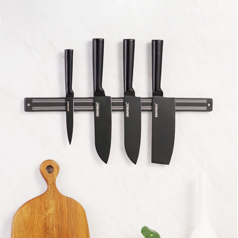 Porte-couteau aimant pour couteaux montage mural noir Placstic ABS pour couteau en métal bloc organisateur support de couteau magnétique outils de cuisine